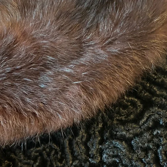 Vintage Black Curly Lamb Jacket w/Mink Collar - Picture 2 of 7